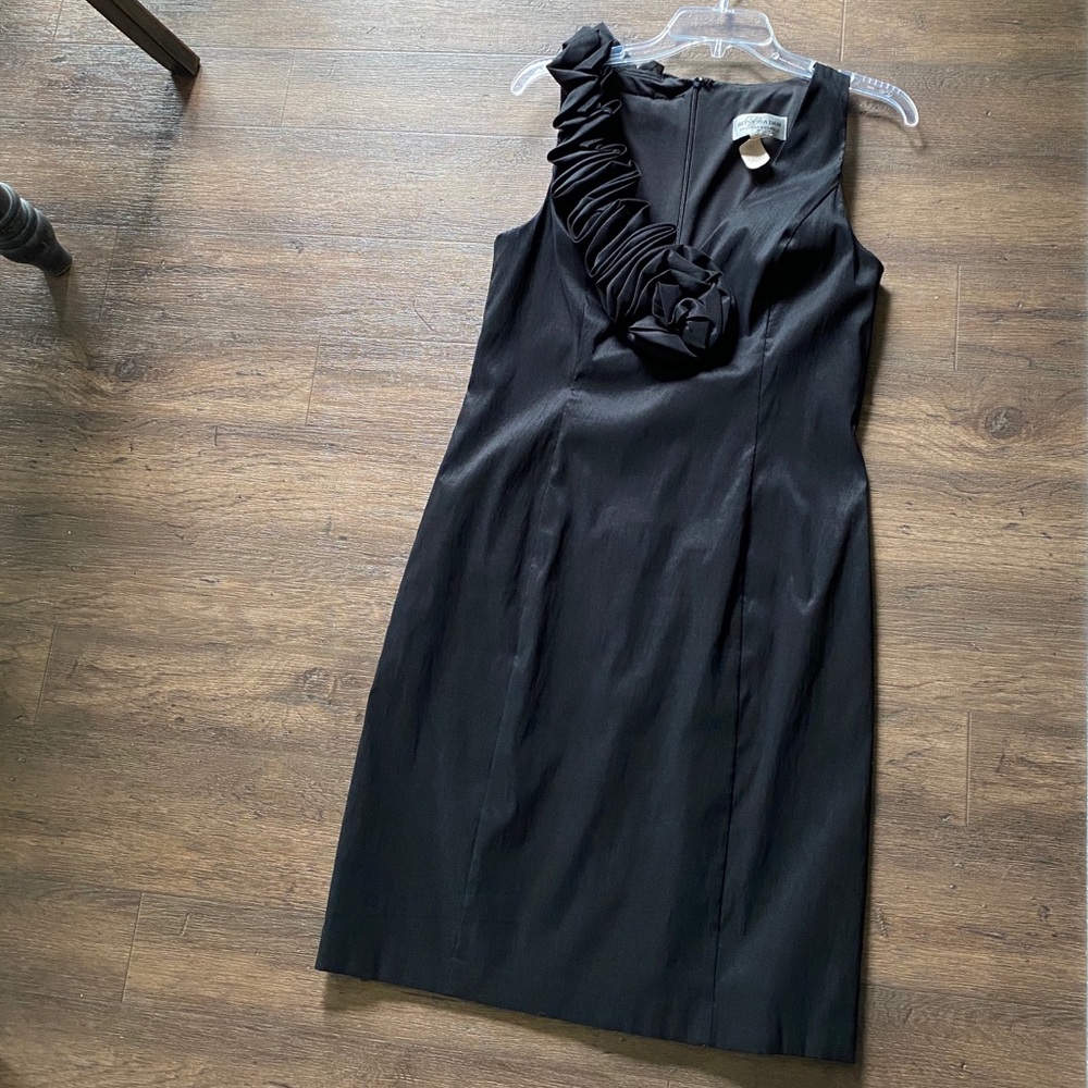Betsy & Adam asymmetrical neck black dress size 12